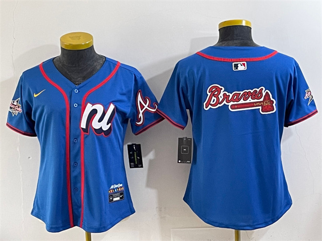 Women's National League Atlanta Braves Team Big Logo Blue 2025 All-Star Edition Limited Stitched Baseball Jersey(Run Small)
